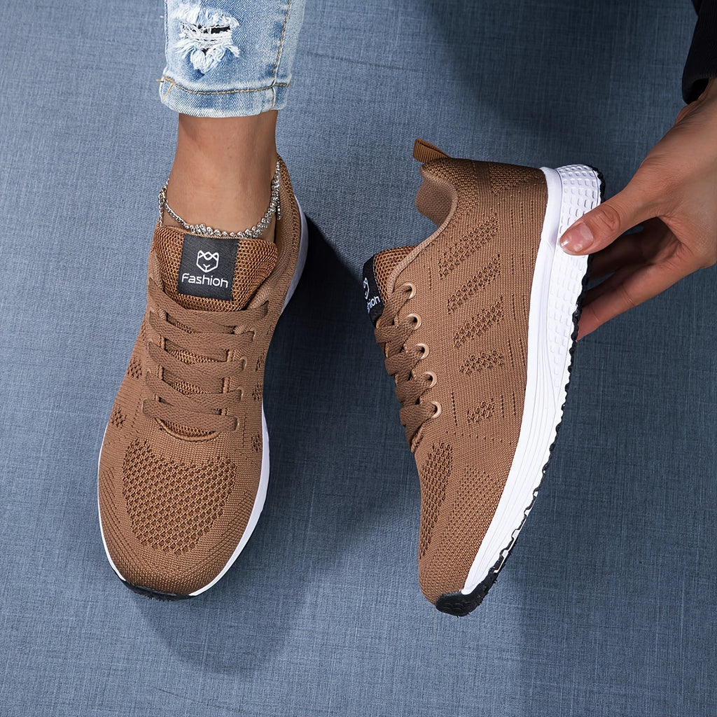 SUENTA Damen Sportsneaker Atmungsaktivem Strick-Obermaterial Flexibler Sohle Herbst Khaki