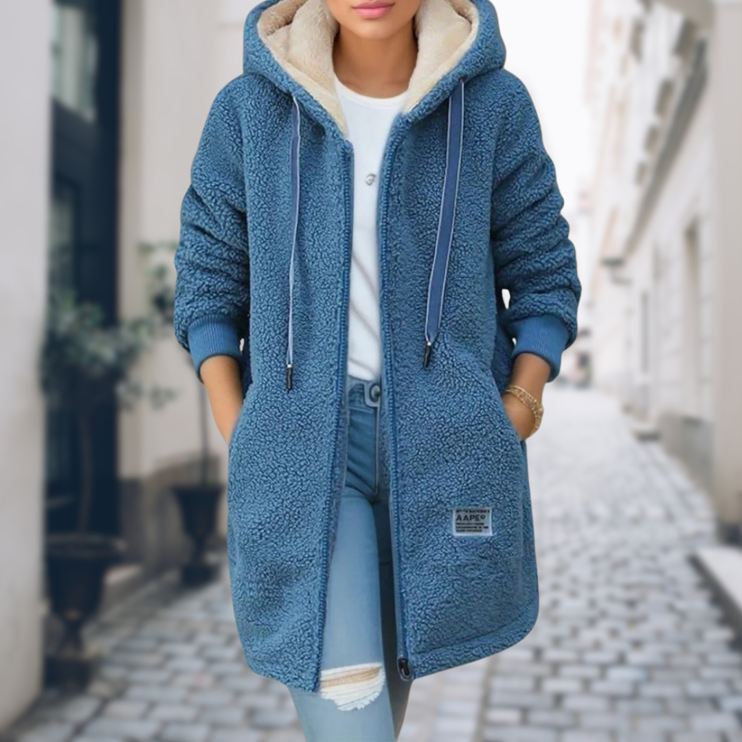 SUENTA Damen Winter-Jacke Weiche Fleece-Futter Stil Ideal Kalte Tage Blau