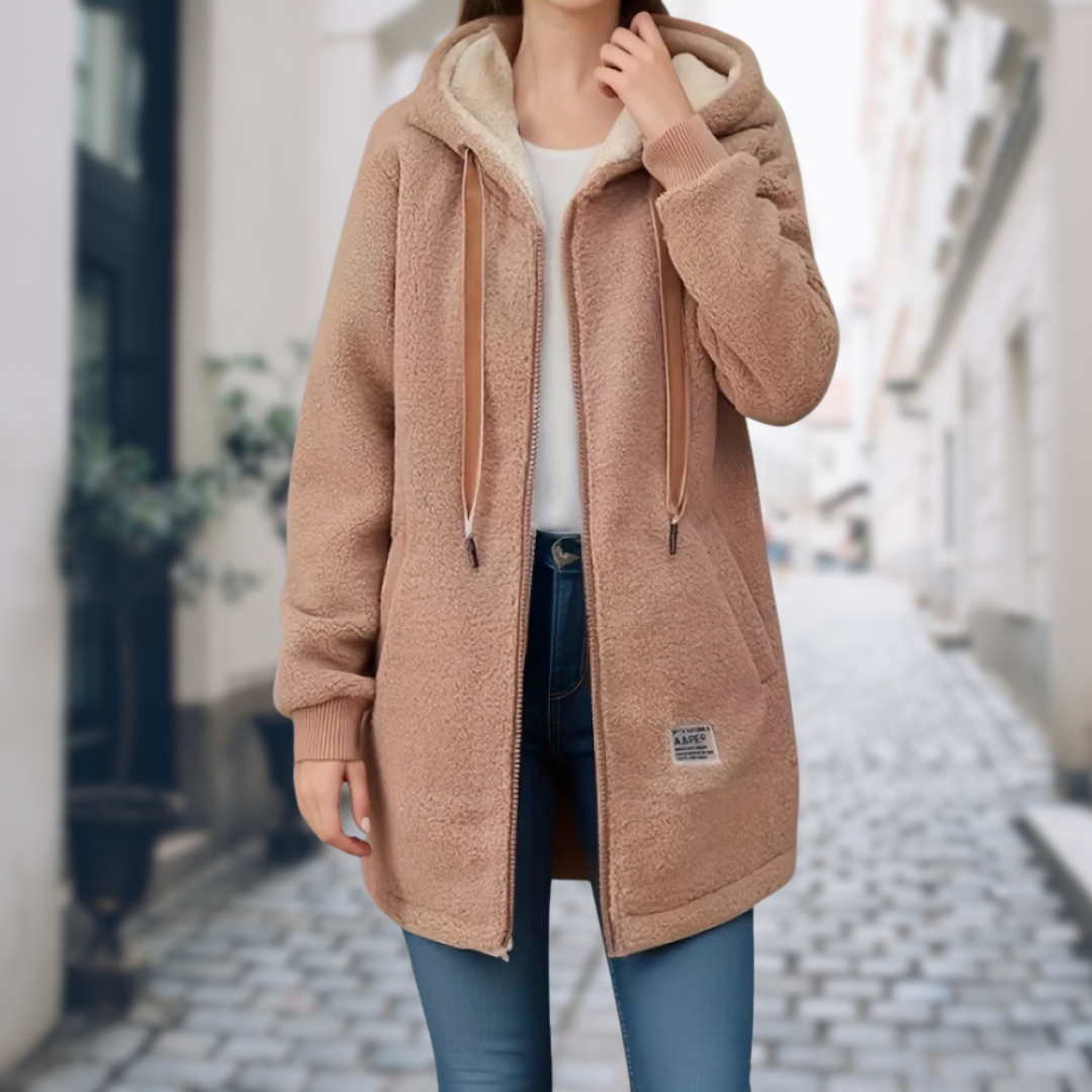 SUENTA Damen Winter-Jacke Weiche Fleece-Futter Stil Ideal Kalte Tage Khaki