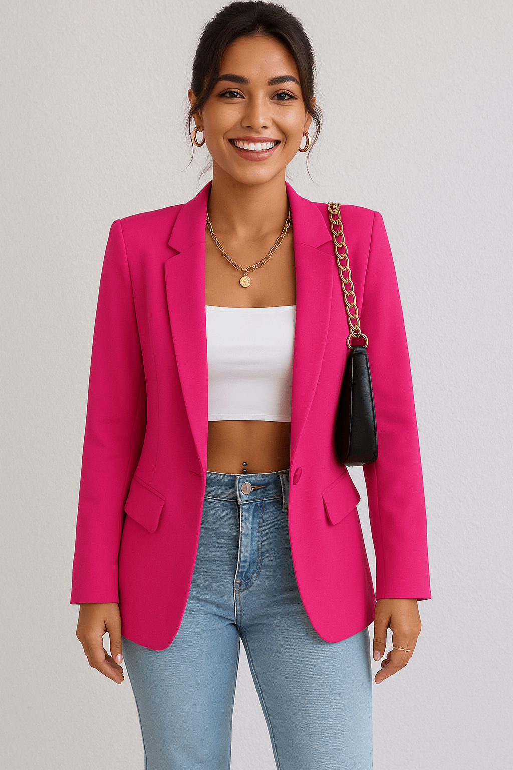 SUENTA Damenblazer Taillierter Streetwear-Chic Struktur Komfort Modernem Stil Rosa