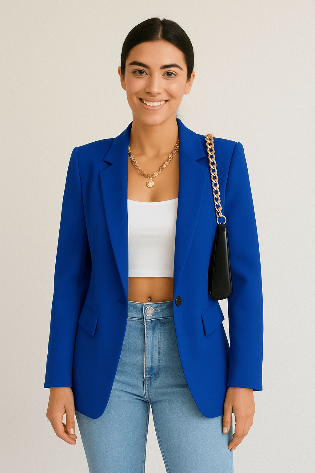 SUENTA Damenblazer Taillierter Streetwear-Chic Struktur Komfort Modernem Stil Blau
