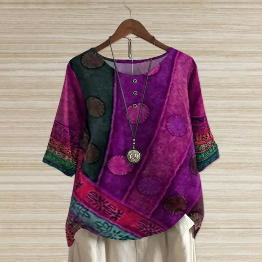 SUENTA Pamelo | Elegantes Top mit Rundhalsausschnitt Lila