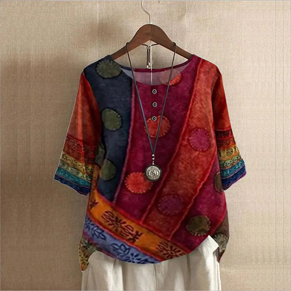 SUENTA Pamelo | Elegantes Top mit Rundhalsausschnitt Rot
