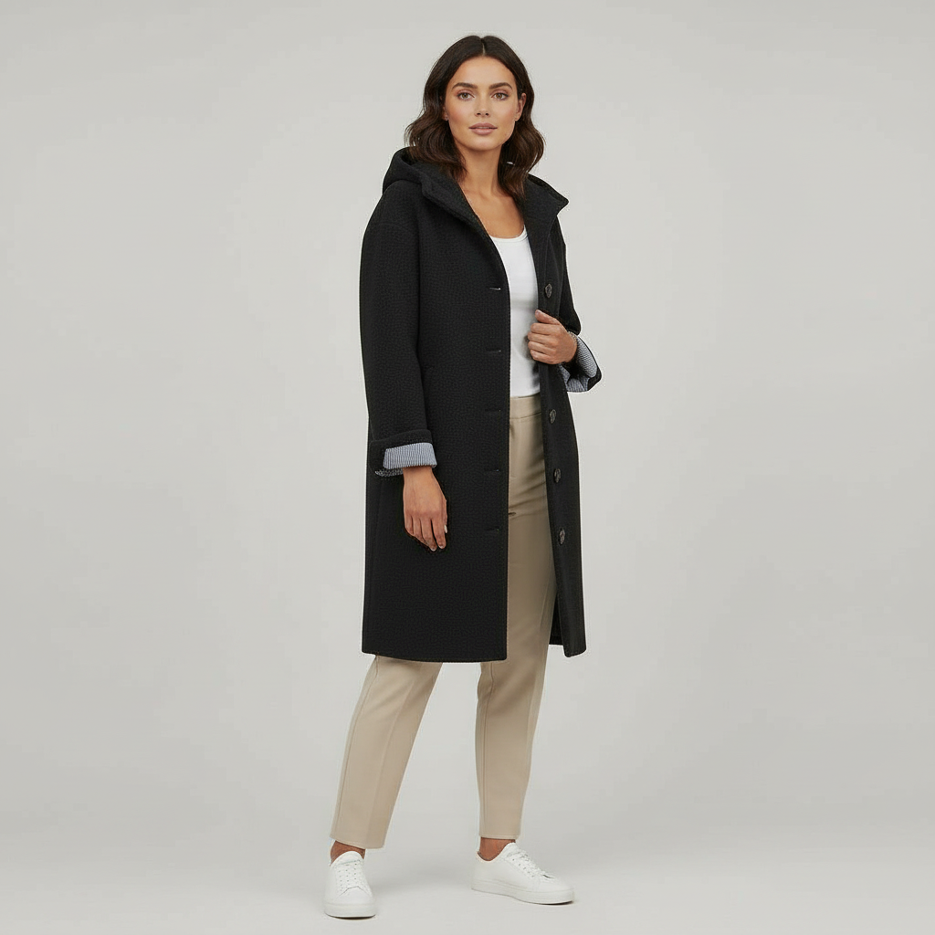 SUENTA Damen Wintermantel Eleganter Langer Mantel Fleece Komfort