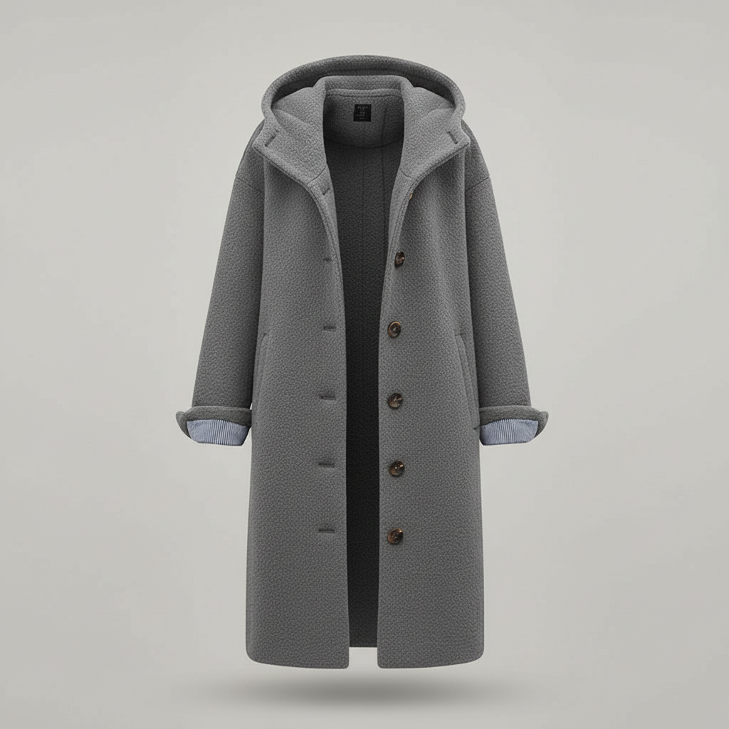 SUENTA Damen Wintermantel Eleganter Langer Mantel Fleece Komfort Grau