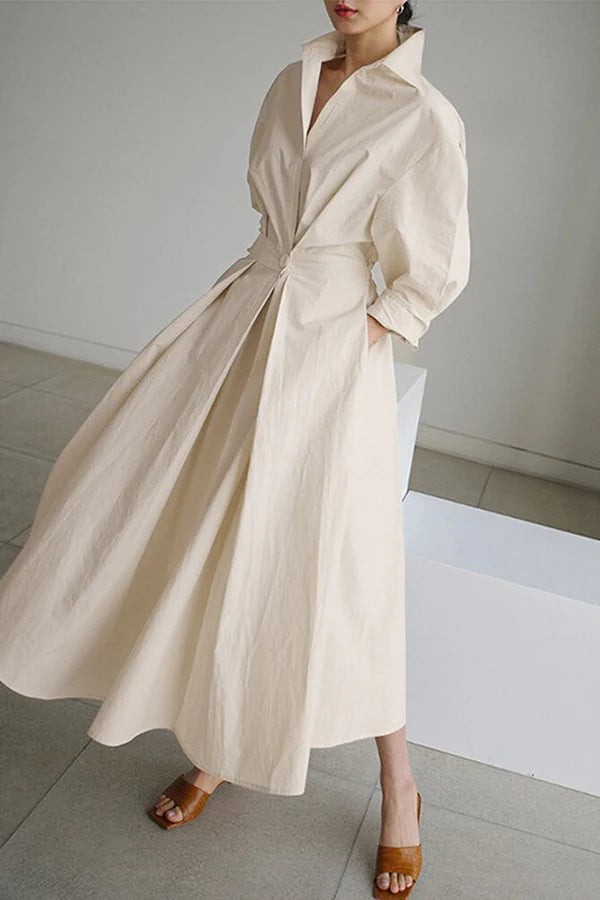 SUENTA Damen-Hemdkleid Midi – Minimalistisches Design & Weiche Form