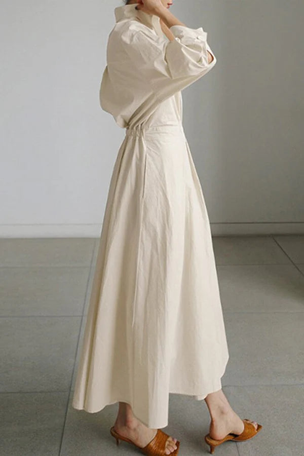 SUENTA Damen-Hemdkleid Midi – Minimalistisches Design & Weiche Form