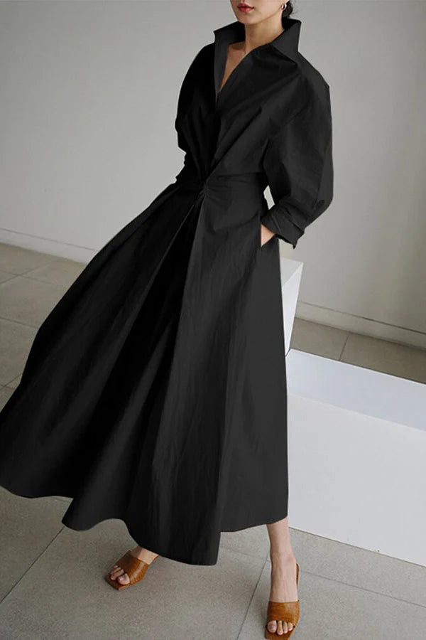 SUENTA Damen-Hemdkleid Midi – Minimalistisches Design & Weiche Form