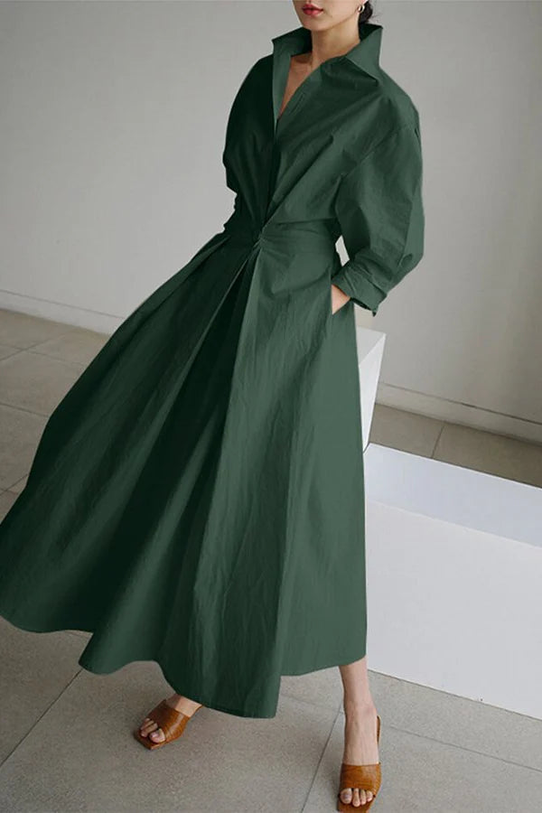 SUENTA Damen-Hemdkleid Midi – Minimalistisches Design & Weiche Form