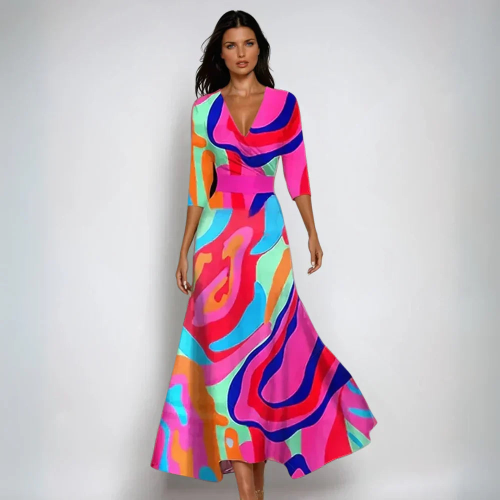 SUENTA Vøre | Elegantes Damen-Maxikleid mit Blumenmuster Mehrfarbig