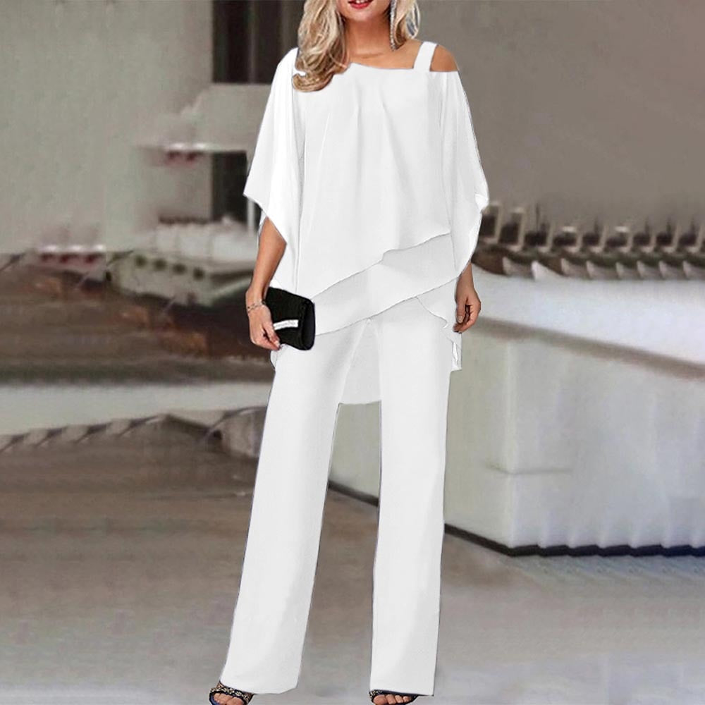 SUENTA Damen-Set Schulterdetail – Eleganz für Business & Cocktail Weiß
