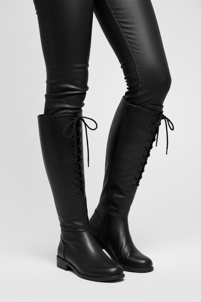 SUENTA Damen Bequeme Hohe Stiefel Leder Futter Rutschfeste Sohle