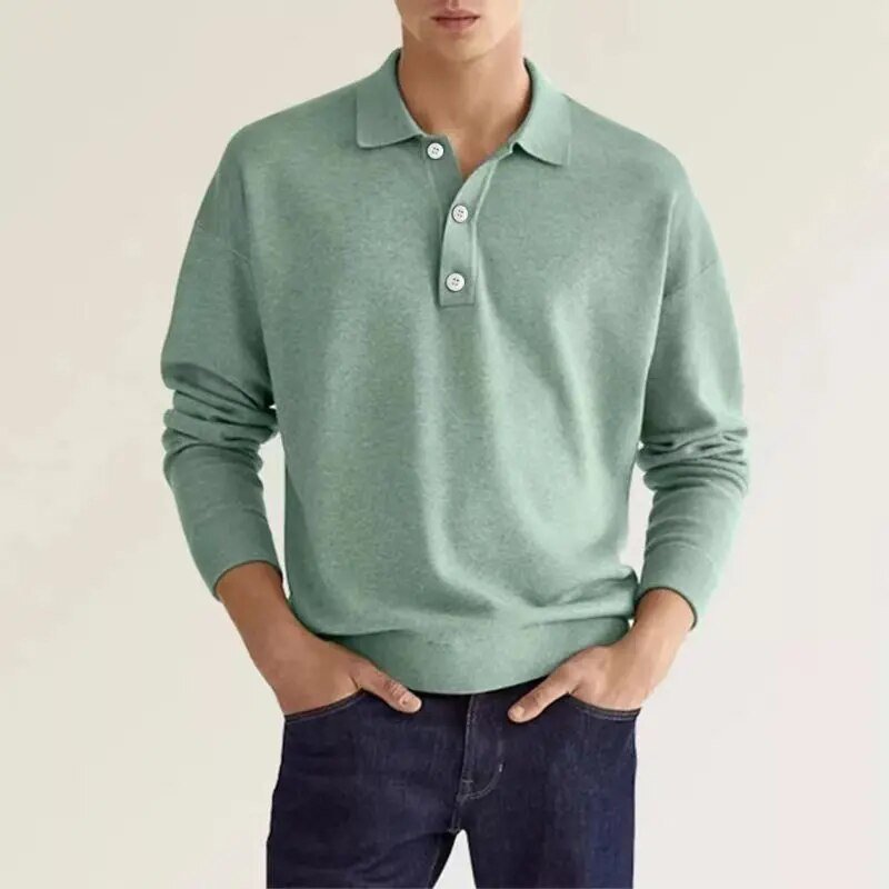 SUENTA Hommes | Herren Langarm-Poloshirt – Weiches Material & Klassische Eleganz Grün