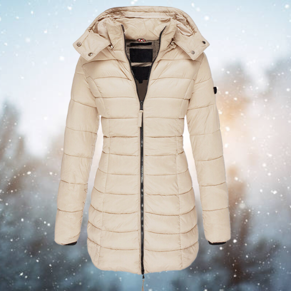 Chāme | Damen Lange Steppjacke mit Kapuze für den Winter