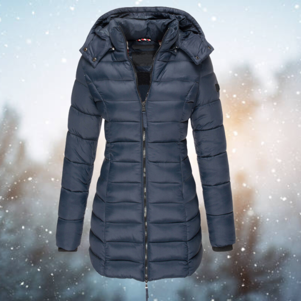 Chāme | Damen Lange Steppjacke mit Kapuze für den Winter