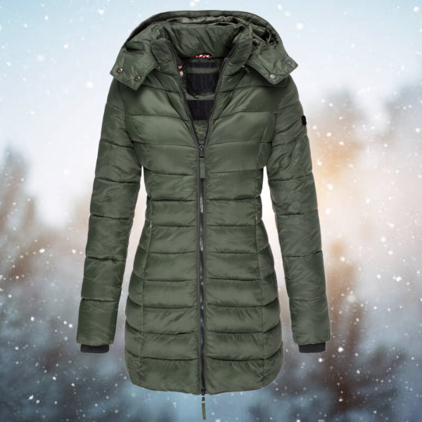 Chāme | Damen Lange Steppjacke mit Kapuze für den Winter