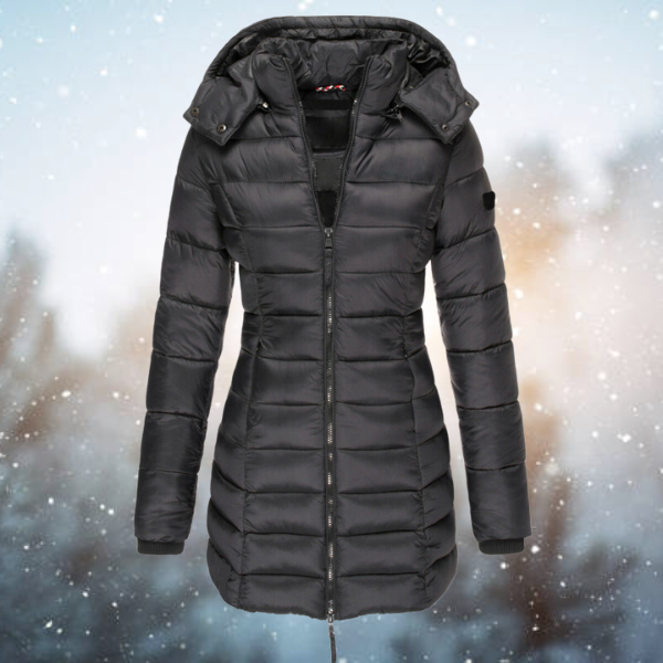 Chāme | Damen Lange Steppjacke mit Kapuze für den Winter