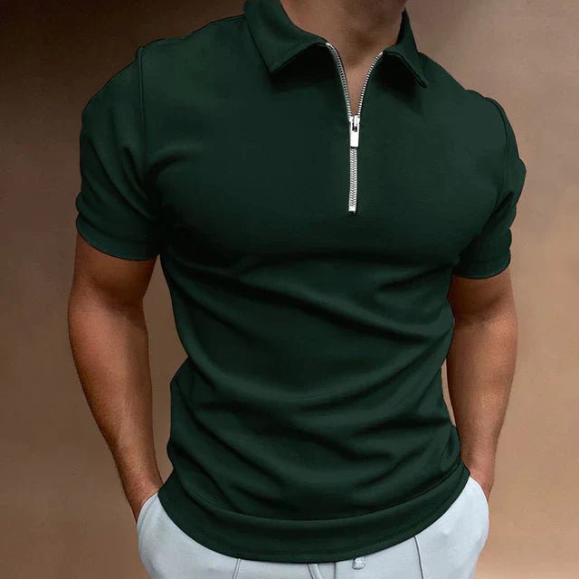 SUENTA Bersh | Herren Kurzarm-Poloshirt – Mit Reißverschluss & Körperbetonter Schnitt Grün