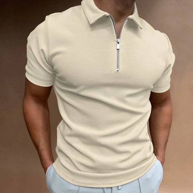 SUENTA Bersh | Herren Kurzarm-Poloshirt – Mit Reißverschluss & Körperbetonter Schnitt Khaki