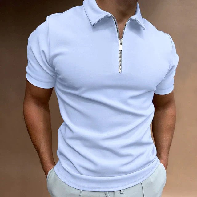 SUENTA Bersh | Herren Kurzarm-Poloshirt – Mit Reißverschluss & Körperbetonter Schnitt Blau