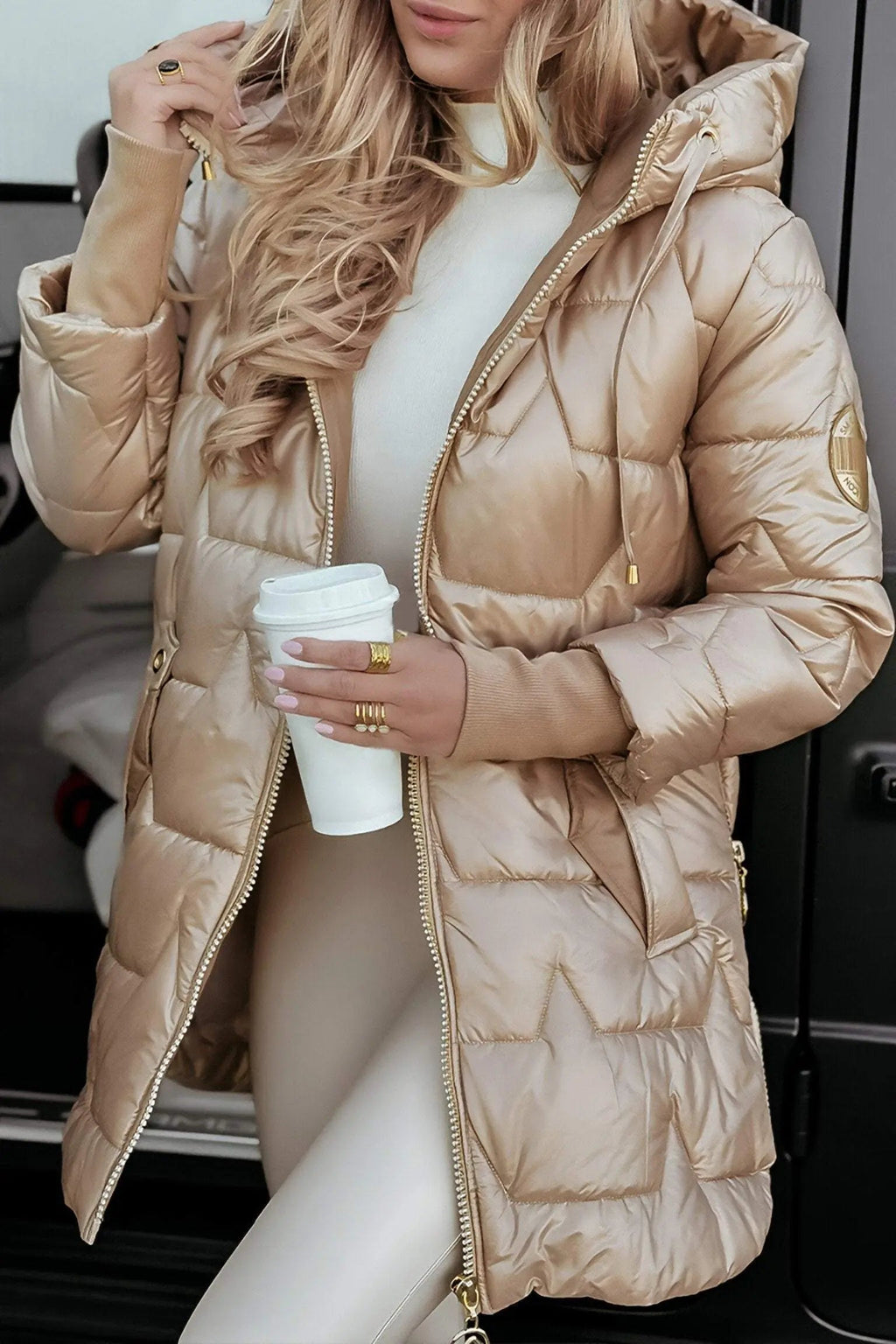SUENTA Damen Kapuzenjacke – Stilvoller Komfort für die Herbstgarderobe Beige