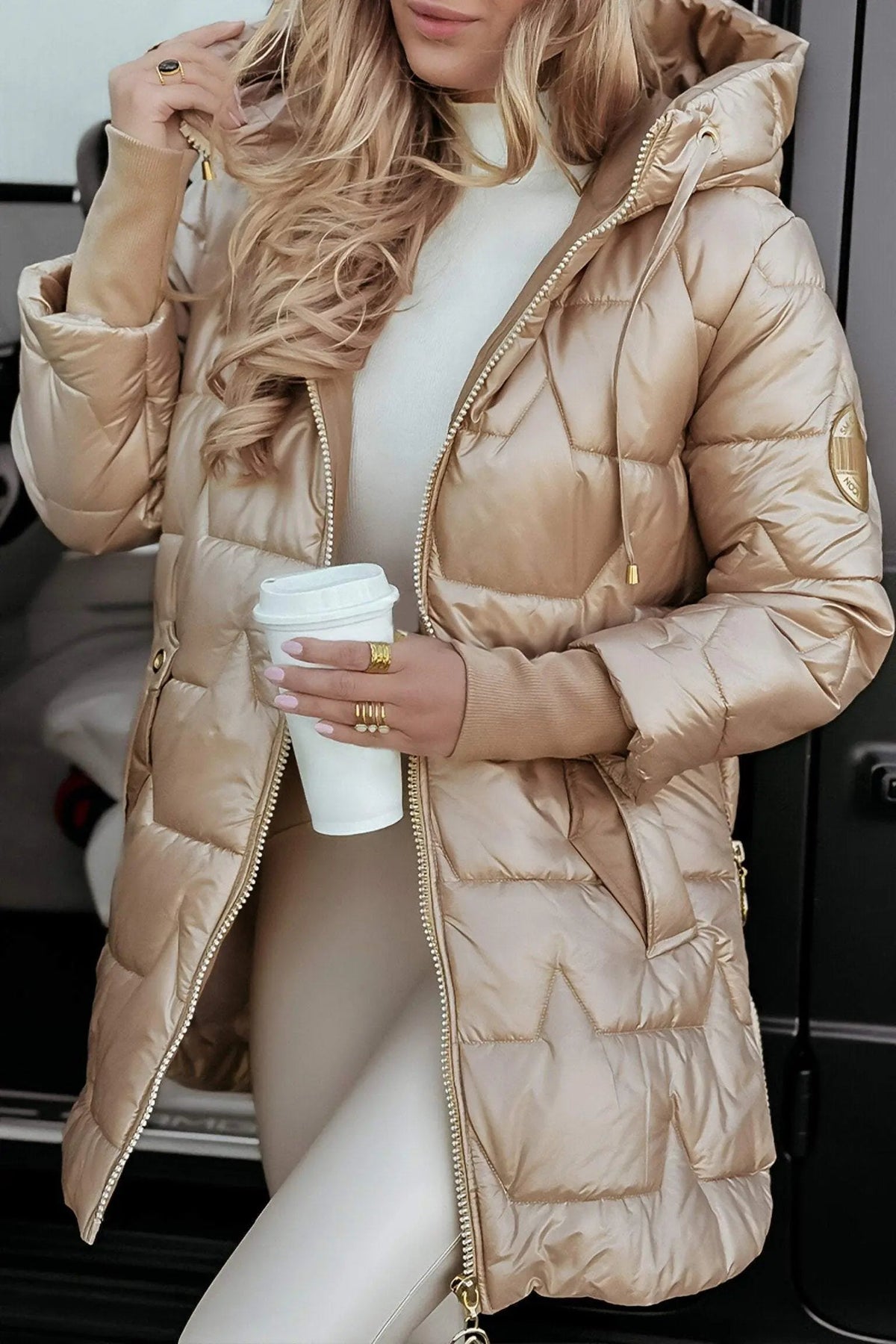 SUENTA Damen Kapuzenjacke – Stilvoller Komfort für die Herbstgarderobe Beige