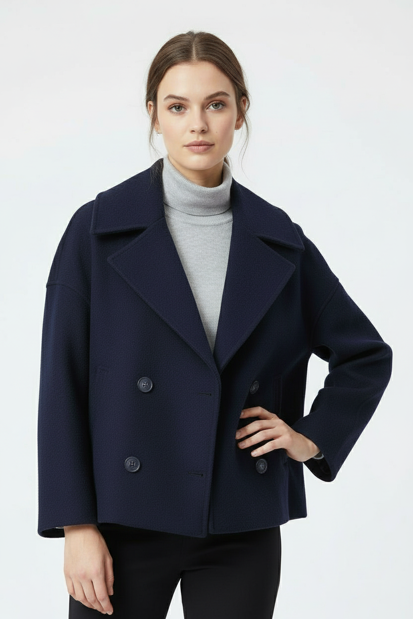 SUENTA Damen Kurzjacke Feine Kurzschnitt Zweireiher Komfortstil
