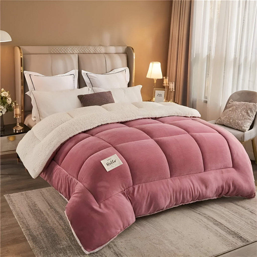 SUENTA Fleecomforter Flauschige Bettdecke aus hochwertigem Fleece und Mikrofaser Bordeaux