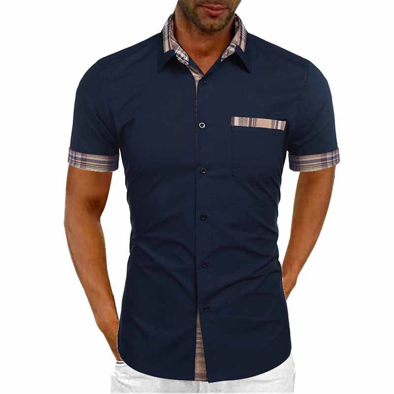 SUENTA Figueral | Herren-Kurzarmhemd Marineblau