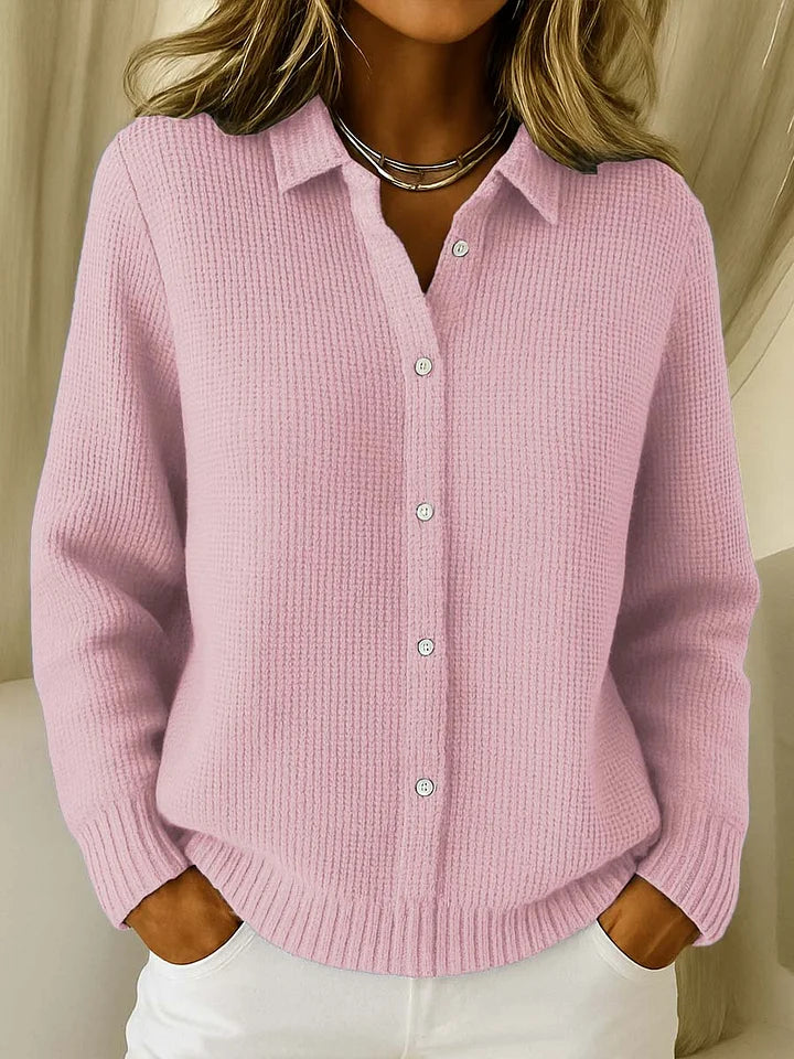 SUENTA Dôre | Strickpolo Damen | Strickpolo mit Eleganter Struktur Pink
