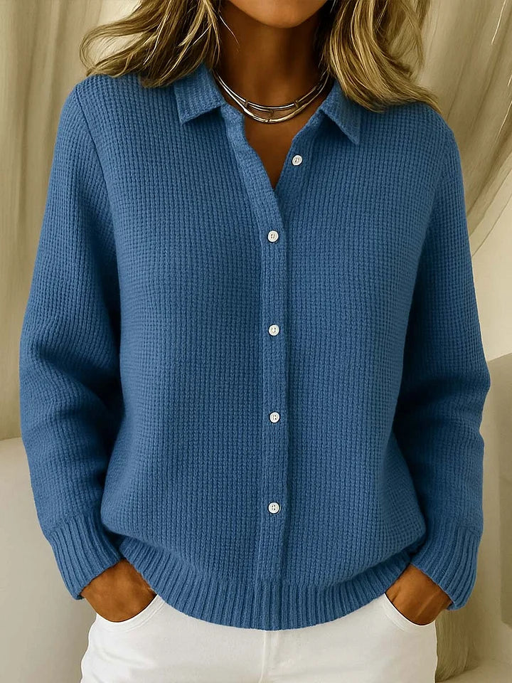 SUENTA Dôre | Strickpolo Damen | Strickpolo mit Eleganter Struktur Blau