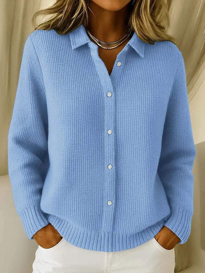 SUENTA Dôre | Strickpolo Damen | Strickpolo mit Eleganter Struktur Hellblau