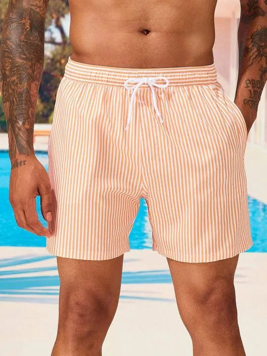 SUENTA Zahara | Streifen Badeshorts Badehose für Komfort und Stil Orange