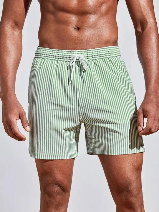 SUENTA Zahara | Streifen Badeshorts Badehose für Komfort und Stil Grün