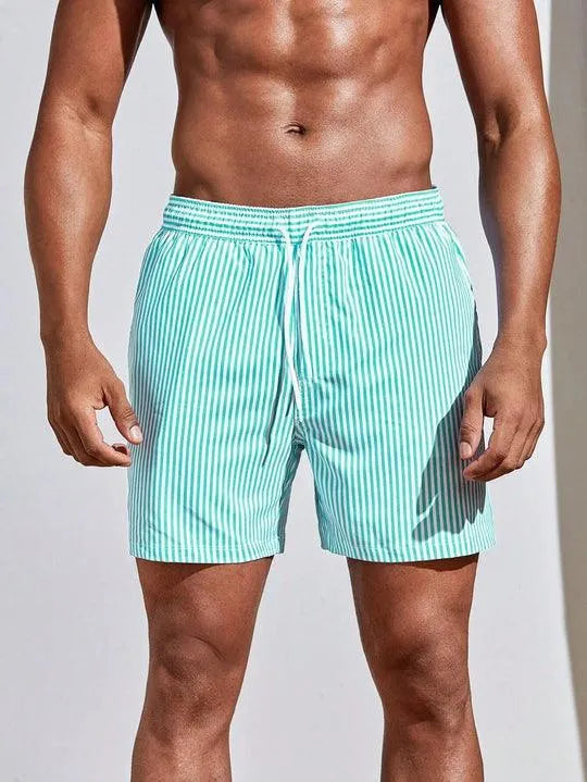SUENTA Zahara | Streifen Badeshorts Badehose für Komfort und Stil Cyan