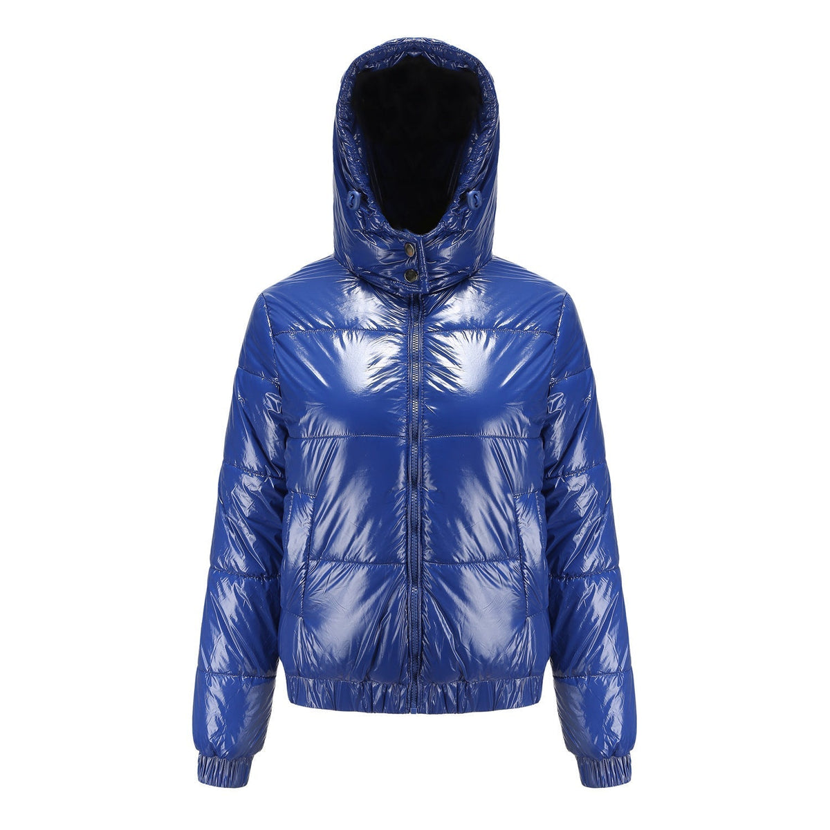SUENTA Damen Winterjacke Glänzende Wasserabweisende Wärmeisolierung Fleece Blau