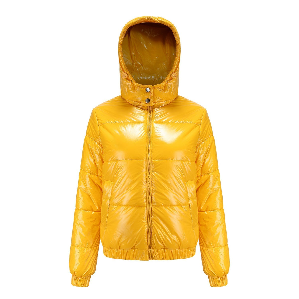 SUENTA Damen Winterjacke Glänzende Wasserabweisende Wärmeisolierung Fleece Gelb