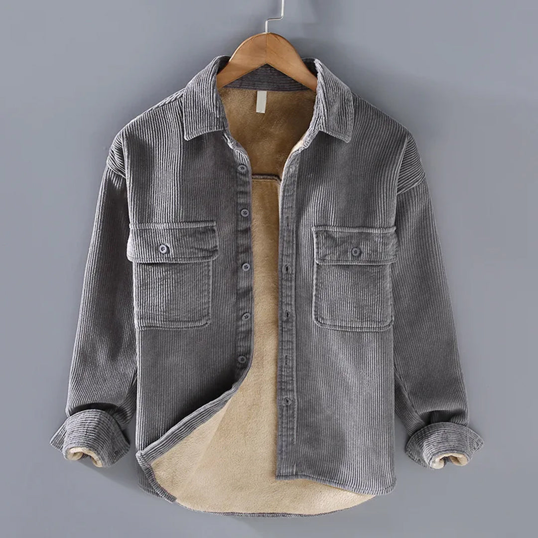 Hommes | Chaqueta cálida de pana con botones para hombre