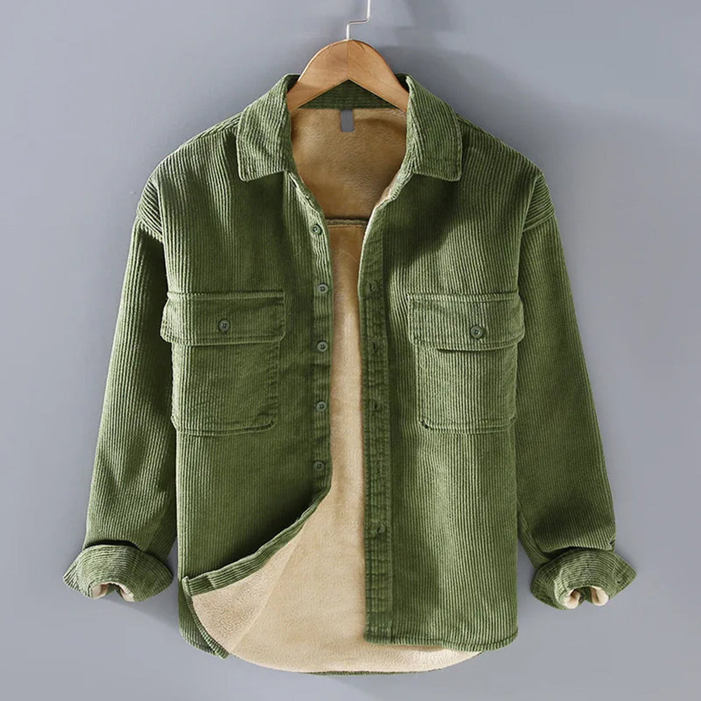 Hommes | Chaqueta cálida de pana con botones para hombre