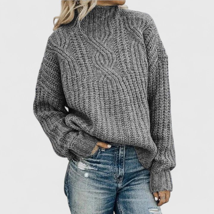 Umami | Damen Gerippter Winterpullover mit langen Ärmeln