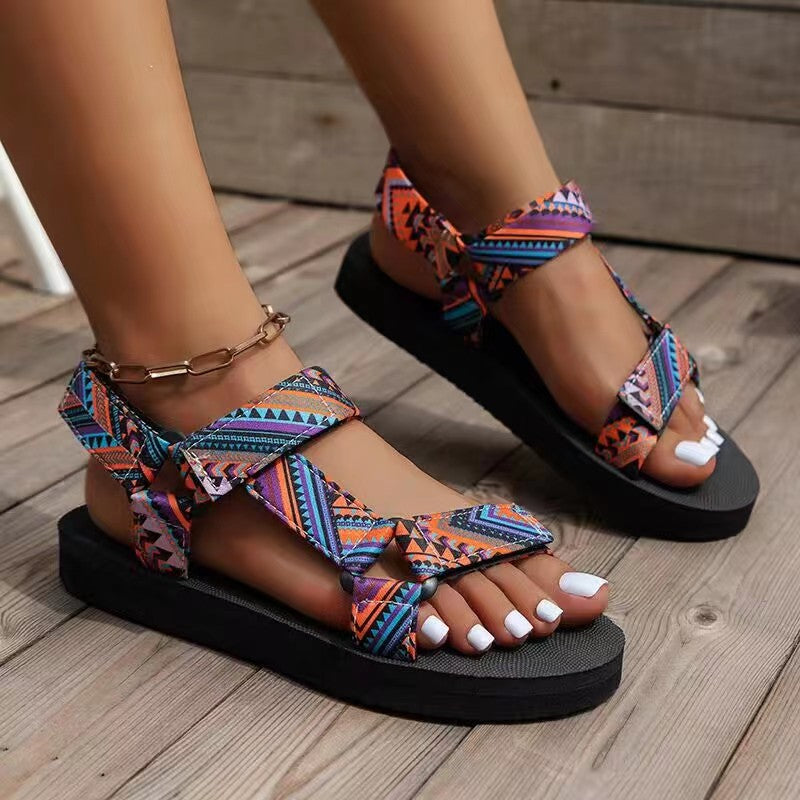 SUENTA Velvet | Damen Sommer-Sandalen – Bunte Farben & Leichter Komfort Blau Stoff