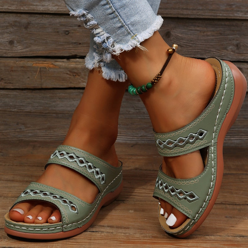 SUENTA Mirella | Damen Sandalen – Gepolstertes Design & Stilvoller Alltagskomfort Grün