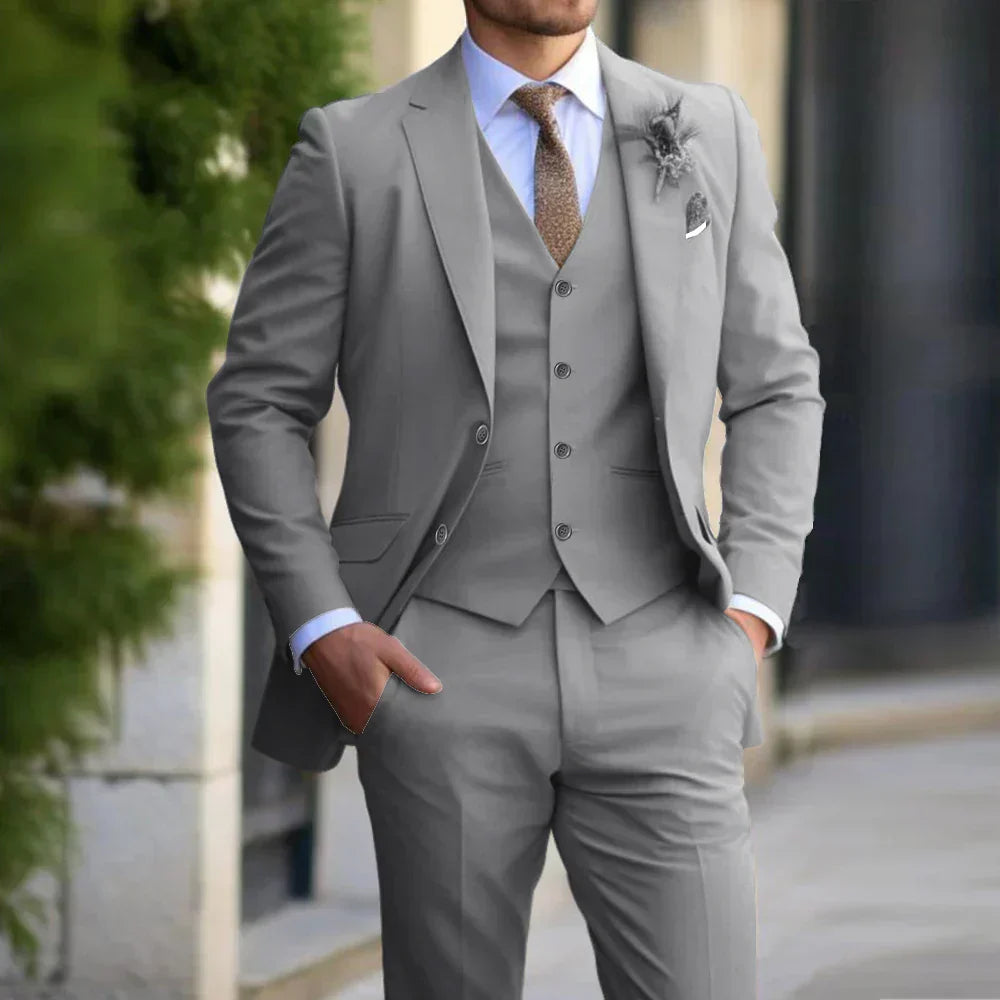 SUENTA Admire | Herren Modern Moderne Hochzeitsgast Anzug Set | 3-teiliges Set