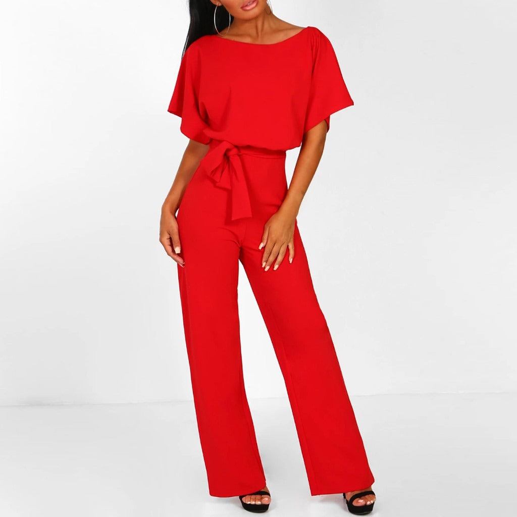 SUENTA Mechi | Damen Jumpsuit – Kühler Sommer-Stoff, Schicker Sommerstil & Luftige Eleganz Rot