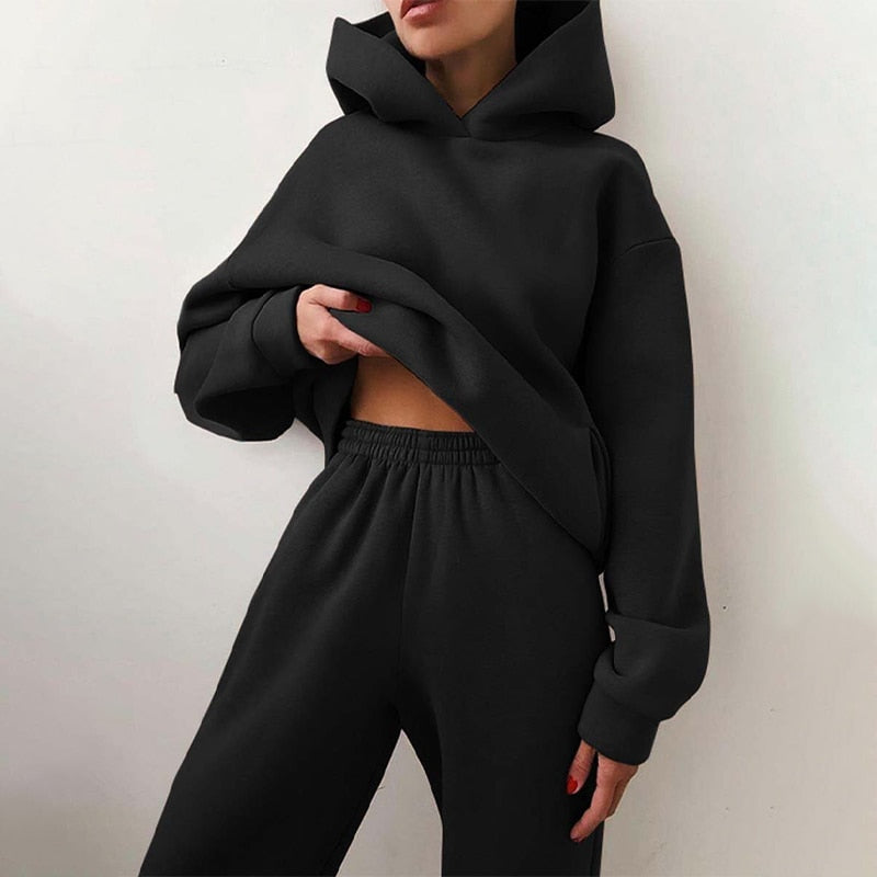 SUENTA Jogging-Set Synthetik-Mischgewebe Polyester Regular Fit Schwarz