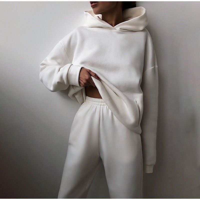 SUENTA Jogging-Set Synthetik-Mischgewebe Polyester Regular Fit Weiß