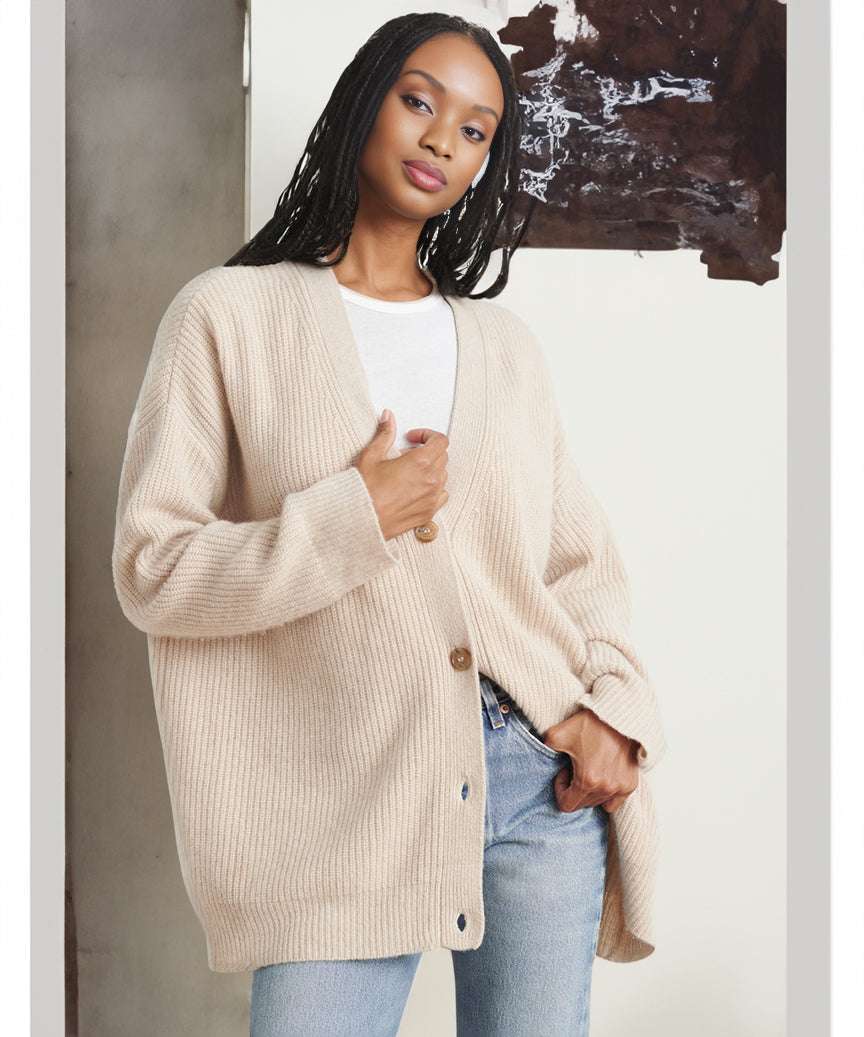 SUENTA Damaris | Damen Oversized Strickjacke mit Knöpfen