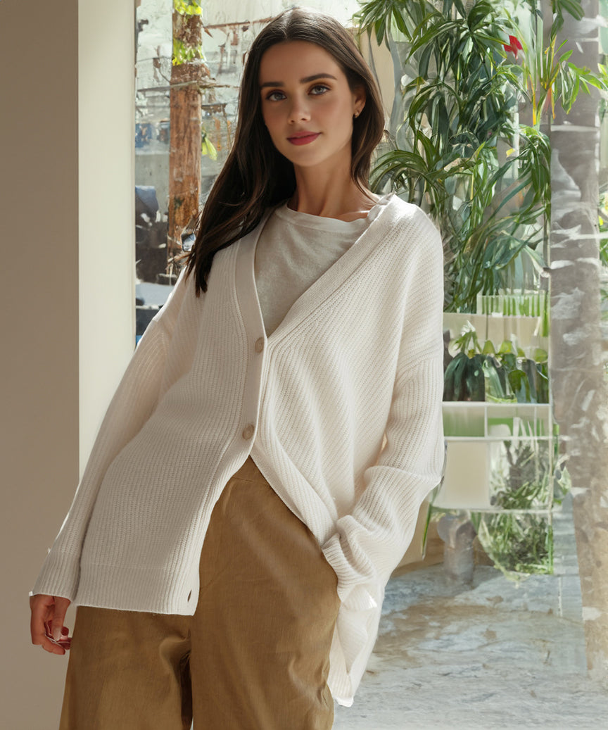 SUENTA Damaris | Damen Oversized Strickjacke mit Knöpfen