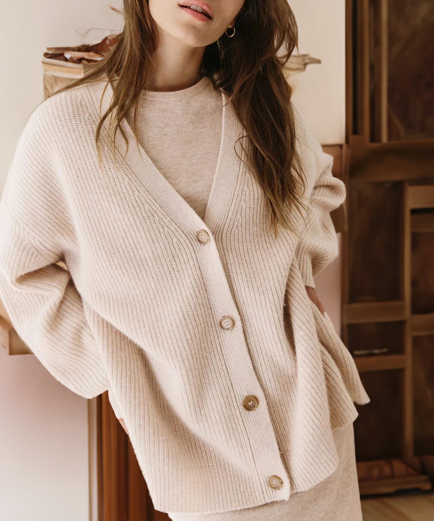SUENTA Damaris | Damen Oversized Strickjacke mit Knöpfen Rosa