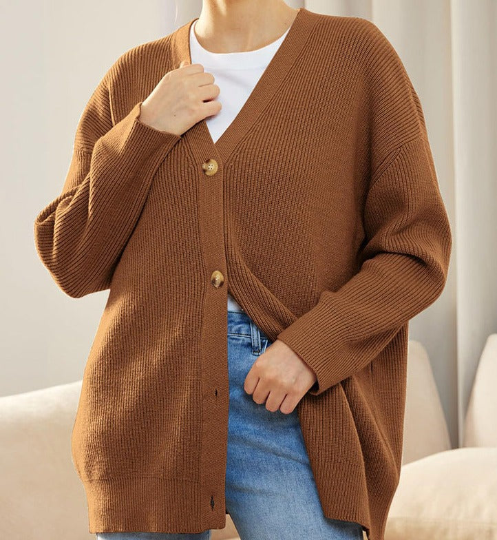 SUENTA Damaris | Damen Oversized Strickjacke mit Knöpfen